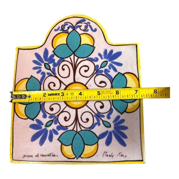 Handpainted Pier 1 Italian Ceramic Tile Trivet Floral Duca Di Cesare Italy 8" - Picture 6 of 7